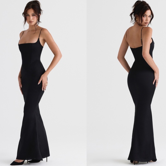 House of CB Dresses & Skirts - HOUSE OF CB 'Olivette' Black Satin Corset Maxi Dress NWOT size XS
